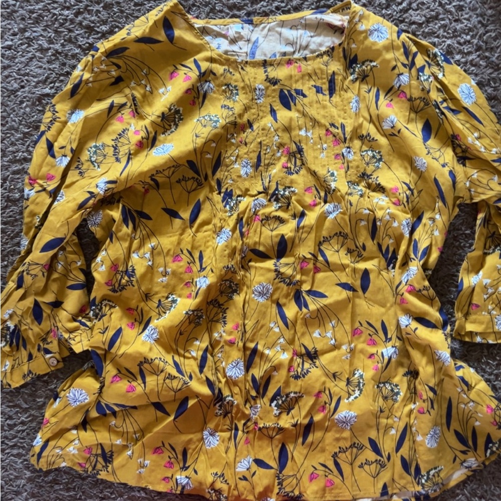Mustard Yellow Floral Blouse